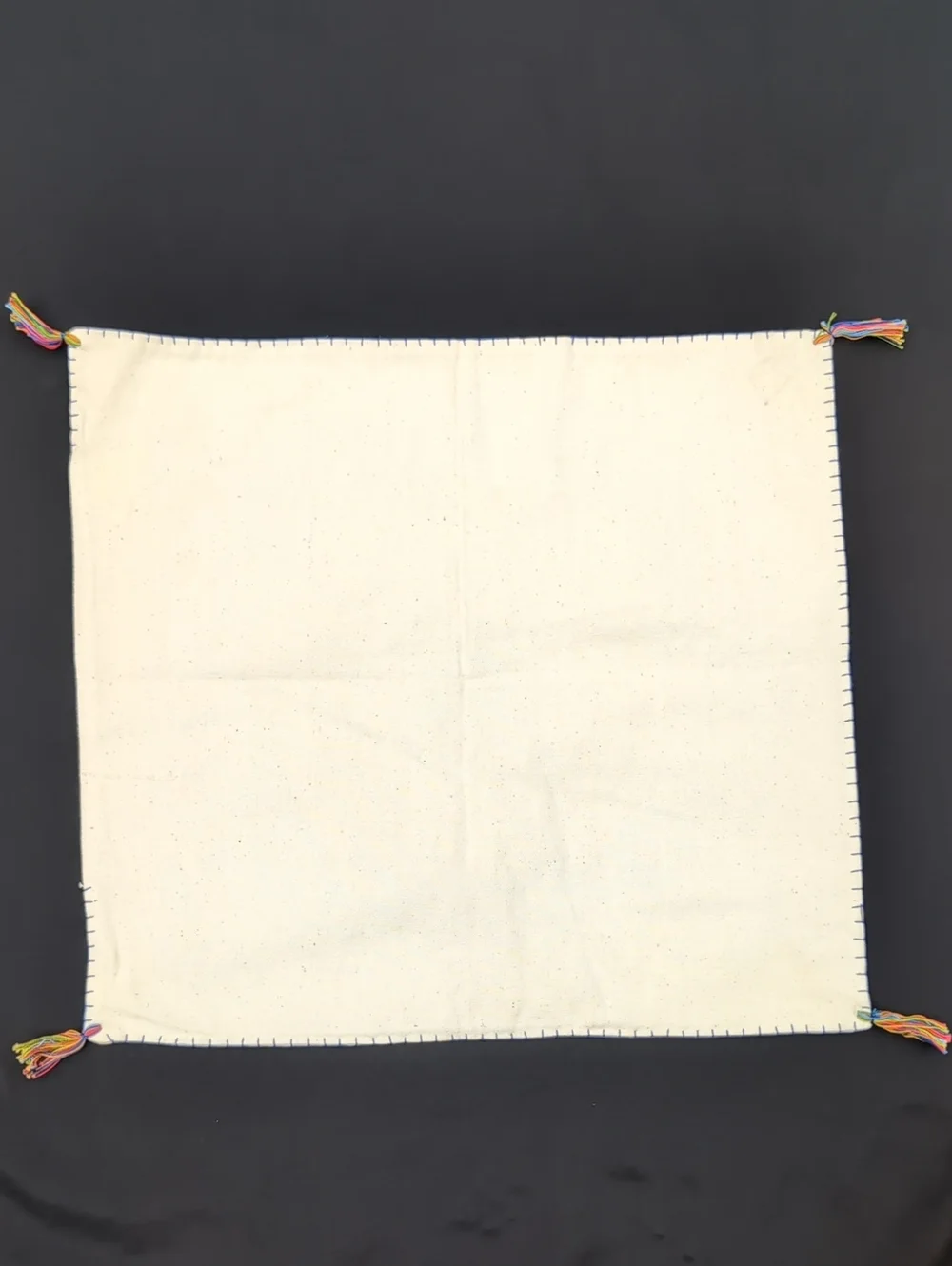 Vintage Hand-Embroidered Floral Canvas Cushion Cover in Cream And Multicolor